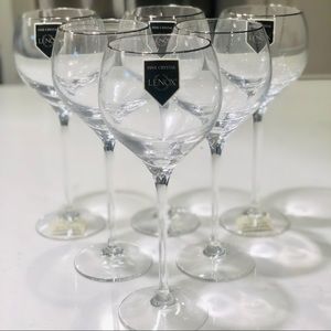 Lenox ‘Solitaire’ Platinum Trim 8.5” Wine Goblets **SET OF 6**